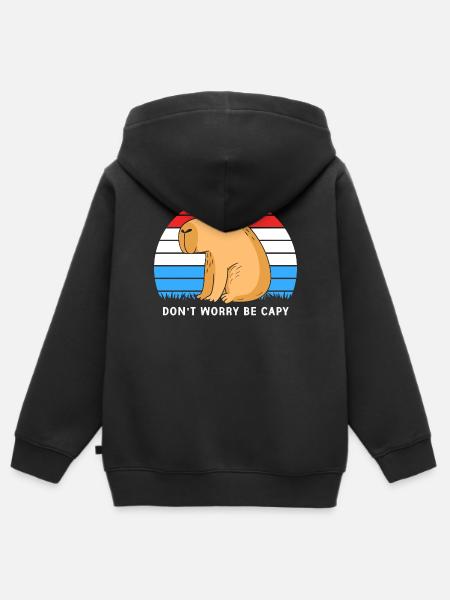 Kapibara - Bluza Premium z kapturem na zamek dziecięca bio - czarny
