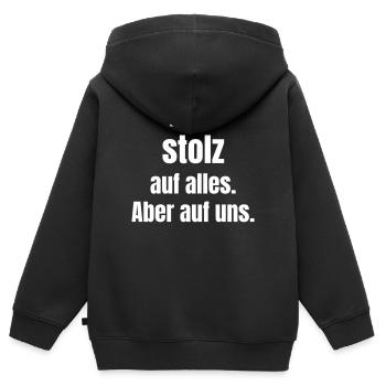 Nicht stolz auf alles Aber auf uns - Kinder Premium Organic Zip Hoodie - Schwarz - Hinten - AI Model Kid Male (0cm)