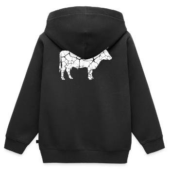 Cow Cattle Mosaic Sliver Art Vector - Kids Premium Organic Zip-up Hoodie - black - Back - AI Model Kid Male (0cm)