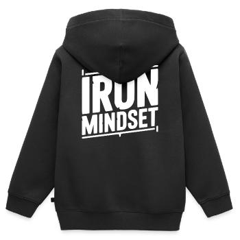 Eiserne Denkweise - Kinder Premium Organic Zip Hoodie - Schwarz - Hinten - AI Model Kid Male (0cm)