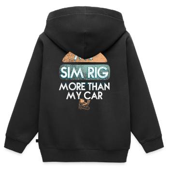 Mon Sim Rig Plus Que ma Voiture - Sweat Premium à capuche zippé enfant bio - noir - Dos - AI Model Kid Male (0cm)