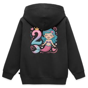 Meerjungfrau 2. Geburtstag 2 Jahre - Kinder Premium Organic Zip Hoodie - Schwarz - Hinten - AI Model Kid Male (0cm)