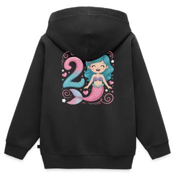 Meerjungfrau 2. Geburtstag 2 Jahre - Kinder Premium Organic Zip Hoodie - Schwarz - Hinten - AI Model Kid Male (0cm)