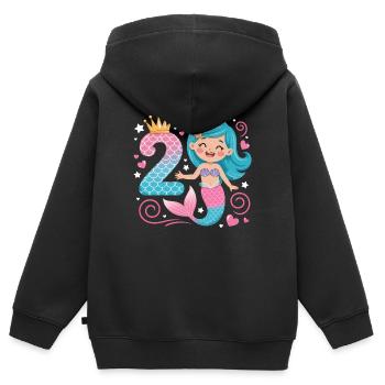 Meerjungfrau 2. Geburtstag 2 Jahre - Kinder Premium Organic Zip Hoodie - Schwarz - Hinten - AI Model Kid Male (0cm)