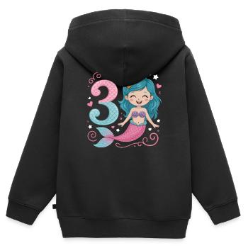 Mermaid 3rd Birthday 3 Years - Kids Premium Organic Zip-up Hoodie - black - Back - AI Model Kid Male (0cm)