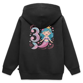 Mermaid 3rd Birthday 3 Years - Kids Premium Organic Zip-up Hoodie - black - Back - AI Model Kid Male (0cm)