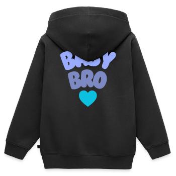 Baby Bro Love - Kinder Premium Organic Zip Hoodie - Schwarz - Hinten - AI Model Kid Male (0cm)