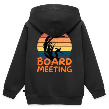 Surfing Board Meeting - Kinder Premium Organic Zip Hoodie - Schwarz - Hinten - AI Model Kid Male (0cm)