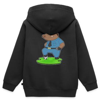 Eber Polizist Fußball Polizei - Kinder Premium Organic Zip Hoodie - Schwarz - Hinten - AI Model Kid Male (0cm)