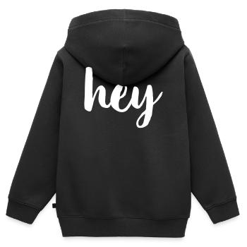 Hey Begrüßung Hallo - Kinder Premium Organic Zip Hoodie - Schwarz - Hinten - AI Model Kid Male (0cm)