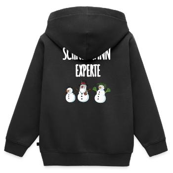 Schneemann Experte - Kinder Premium Organic Zip Hoodie - Schwarz - Hinten - AI Model Kid Male (0cm)