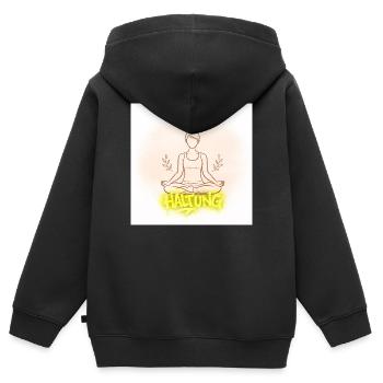 Haltung Meditation Illustration - Kinder Premium Organic Zip Hoodie - Schwarz - Hinten - AI Model Kid Male (0cm)
