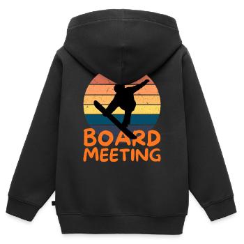 Snowboarding Board Meeting - Kinder Premium Organic Zip Hoodie - Schwarz - Hinten - AI Model Kid Male (0cm)