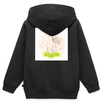 La liberté dans le vent - Sweat Premium à capuche zippé enfant bio - noir - Dos - AI Model Kid Male (0cm)