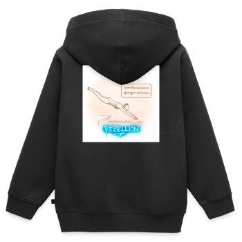 Beckenrand Rebellion  - Kinder Premium Organic Zip Hoodie - Schwarz - Hinten - AI Model Kid Male (0cm)