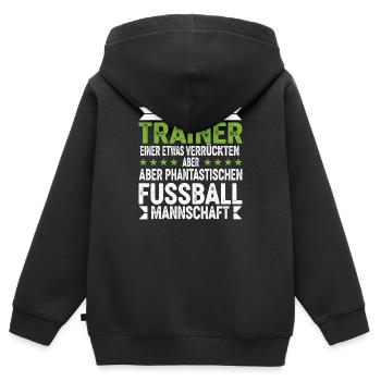 Je suis l’entraîneur d’une équipe de football folle - Sweat Premium à capuche zippé enfant bio - noir - Dos - AI Model Kid Male (0cm)