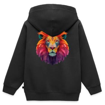 Löwe - Kinder Premium Organic Zip Hoodie - Schwarz - Hinten - AI Model Kid Male (0cm)