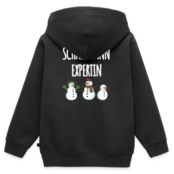 Schneemann Expertin - Kinder Premium Organic Zip Hoodie - Schwarz - Hinten - AI Model Kid Male (0cm)