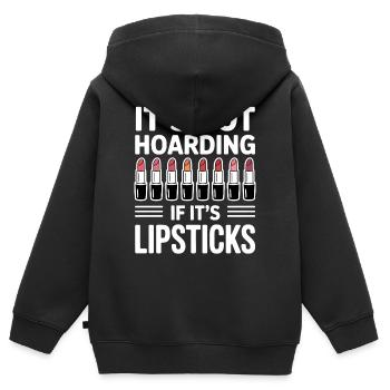 Lippenstift Sprüche Lustige Lippenstift Geschenk f - Kinder Premium Organic Zip Hoodie - Schwarz - Hinten - AI Model Kid Male (0cm)