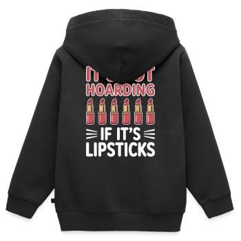 Lippenstift Sprüche Lustige Lippenstift Geschenk - Kinder Premium Organic Zip Hoodie - Schwarz - Hinten - AI Model Kid Male (0cm)