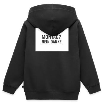 Lundi? Non merci. - Sweat Premium à capuche zippé enfant bio - noir - Dos - AI Model Kid Male (0cm)