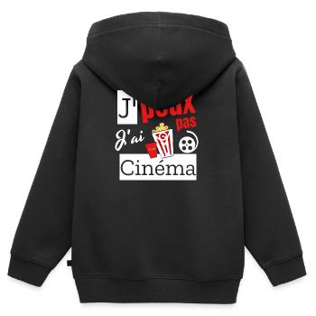 Ich kann kein Kino haben. - Kinder Premium Organic Zip Hoodie - Schwarz - Hinten - AI Model Kid Male (0cm)