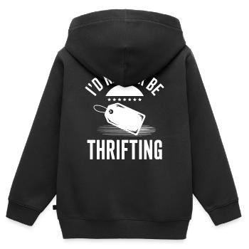 Ich würde lieber im Secondhand-Geschäft sein - Kinder Premium Organic Zip Hoodie - Schwarz - Hinten - AI Model Kid Male (0cm)