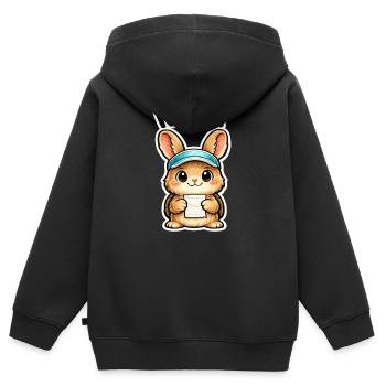 Next Bunny Note Sticker - Kids Premium Organic Zip-up Hoodie - black - Back - AI Model Kid Male (0cm)