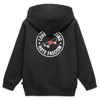 Ich liebe Schlittschuhlaufen, hasse Faschismus – Antifaschistische Merch - Kinder Premium Organic Zip Hoodie - Schwarz - Hinten - AI Model Kid Male (0cm)