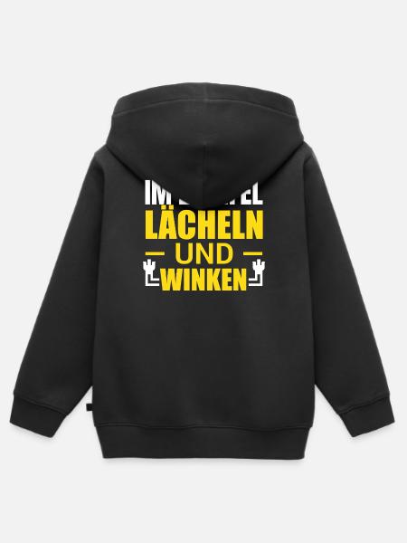 Im Zweifel lächeln und winken - Kinder Premium Organic Zip Hoodie - Schwarz