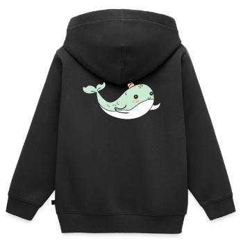 narval - Sweat Premium à capuche zippé enfant bio - noir - Dos - AI Model Kid Male (0cm)