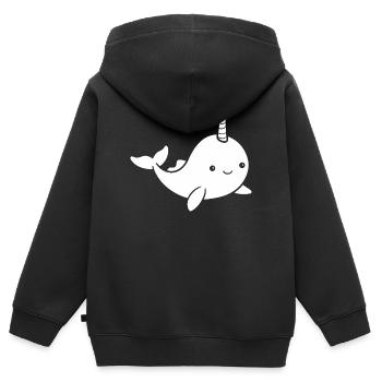 narval - Sweat Premium à capuche zippé enfant bio - noir - Dos - AI Model Kid Male (0cm)