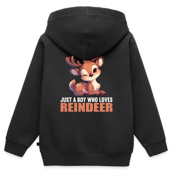Renne Renne - Sweat Premium à capuche zippé enfant bio - noir - Dos - AI Model Kid Male (0cm)