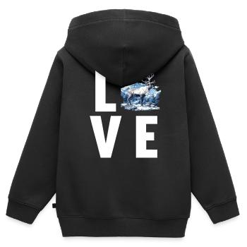 Rentiere Rentier - Kinder Premium Organic Zip Hoodie - Schwarz - Hinten - AI Model Kid Male (0cm)
