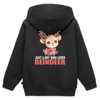 Renne Renne - Sweat Premium à capuche zippé enfant bio - noir - Dos - AI Model Kid Male (0cm)