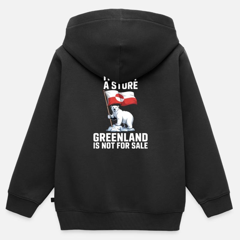 Le Groenland n’est pas à vendre - Sweat Premium à capuche zippé enfant bio - noir