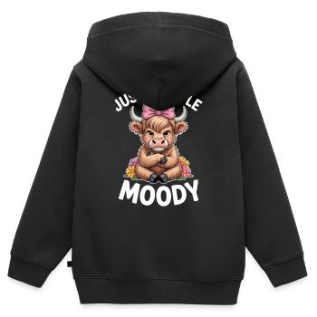 Hochlandrind Sprüche Launisch Lustiges Geschenk - Kinder Premium Organic Zip Hoodie - Schwarz - Hinten - AI Model Kid Male (0cm)