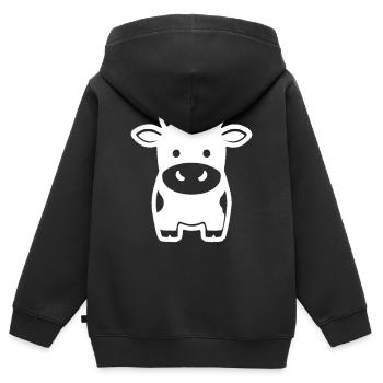 Icône de la vache debout de la vache laitière debout - Sweat Premium à capuche zippé enfant bio - noir - Dos - AI Model Kid Male (0cm)