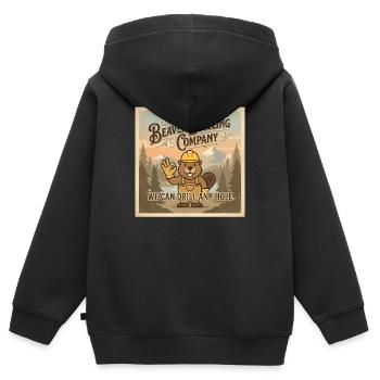 Beaver Drilling Co kann jedes Loch bohren. Schmutz - Kinder Premium Organic Zip Hoodie - Schwarz - Hinten - AI Model Kid Male (0cm)