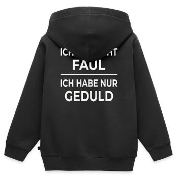 Geduld ist keine Faulheit - Kinder Premium Organic Zip Hoodie - Schwarz - Hinten - AI Model Kid Male (0cm)