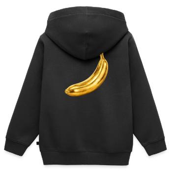 Goldene Banane - Kinder Premium Organic Zip Hoodie - Schwarz - Hinten - AI Model Kid Male (0cm)