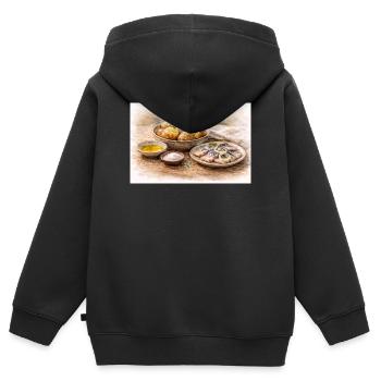 Pommes de terre veste avec hareng ukrainien - Sweat Premium à capuche zippé enfant bio - noir - Dos - AI Model Kid Male (0cm)
