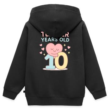 Cadeau d’anniversaire Dix Les Années 10 - Sweat Premium à capuche zippé enfant bio - noir - Dos - AI Model Kid Male (0cm)