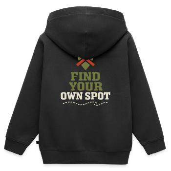 Geheimes Angelplatz – Frag Nicht Nach - Kinder Premium Organic Zip Hoodie - Schwarz - Hinten - AI Model Kid Male (0cm)