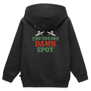 Geheimes Angelplatz – Frag Nicht Nach - Kinder Premium Organic Zip Hoodie - Schwarz - Hinten - AI Model Kid Male (0cm)
