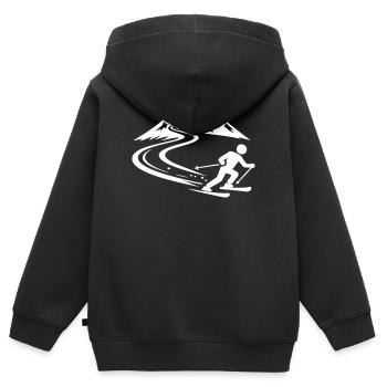 Piste de ski Mountains - Sweat Premium à capuche zippé enfant bio - noir - Dos - AI Model Kid Male (0cm)