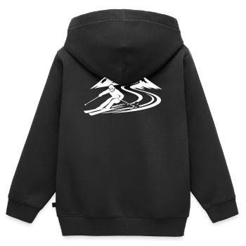 Piste de ski Mountains - Sweat Premium à capuche zippé enfant bio - noir - Dos - AI Model Kid Male (0cm)