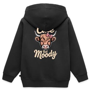 Hochlandrind Sprüche Launisch Lustiges Geschenk - Kinder Premium Organic Zip Hoodie - Schwarz - Hinten - AI Model Kid Male (0cm)