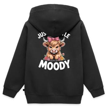Hochlandrind Sprüche Launisch Lustiges Geschenk - Kinder Premium Organic Zip Hoodie - Schwarz - Hinten - AI Model Kid Male (0cm)
