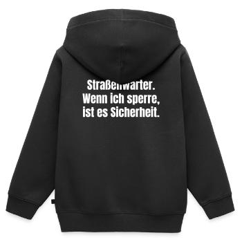 Straßenwärter: Sicherheit zuerst - Kinder Premium Organic Zip Hoodie - Schwarz - Hinten - AI Model Kid Male (0cm)